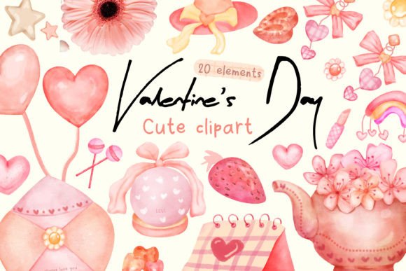 Download Cute Valentine Clipart Watercolor PNG - Premium Resources