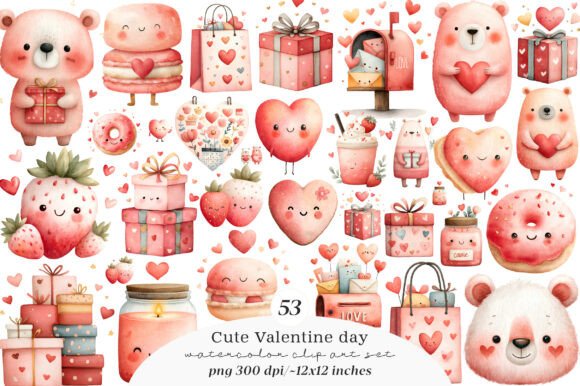 Download Cute Valentine Clipart PNG - Premium Bundle