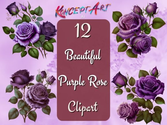 Download 12 X Beautiful Purple Rose Clipart - Beautiful Collection