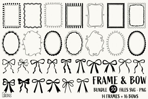 Download Hand-Drawn Frames &amp; Bows Bundle SVG PNG - Bundle svg png Collection